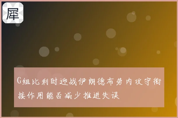 G组比利时迎战伊朗德布劳内攻守衔接作用能否减少推进失误